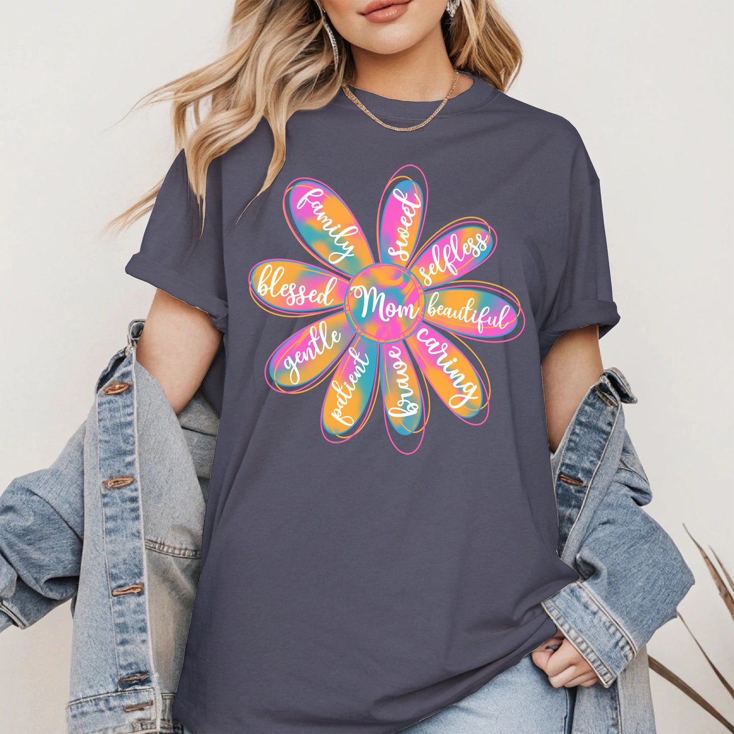 Colorful Flower Mom Shirt Hoodie Sweatshirt Gift for Mothers
