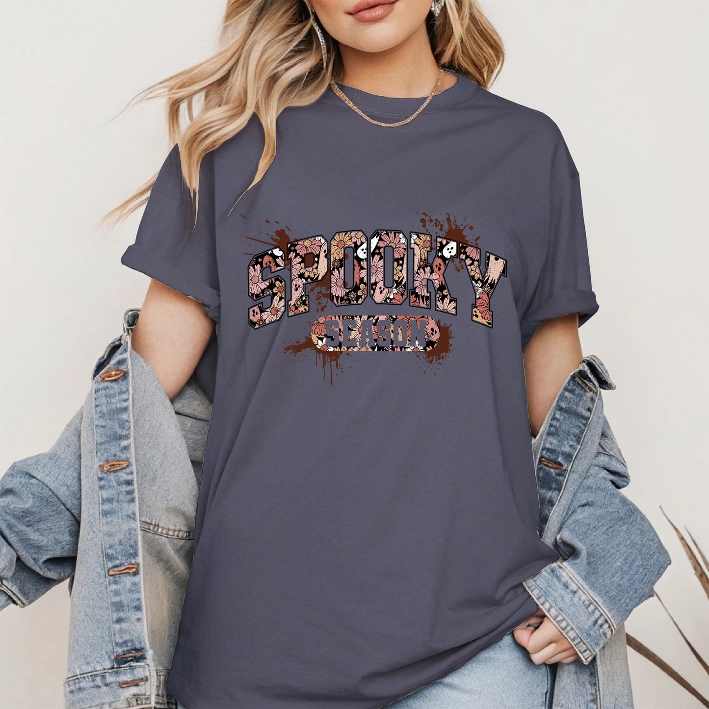 Grunge Floral Spooky Season Shirt