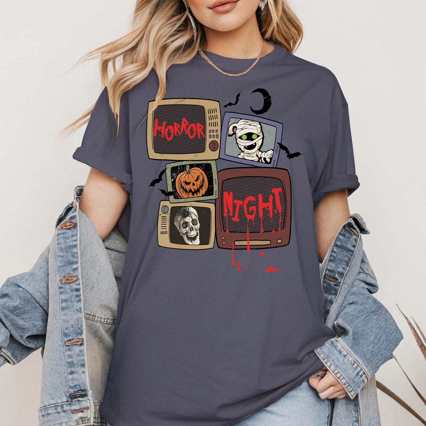 Horror Night Retro TV Halloween Shirt
