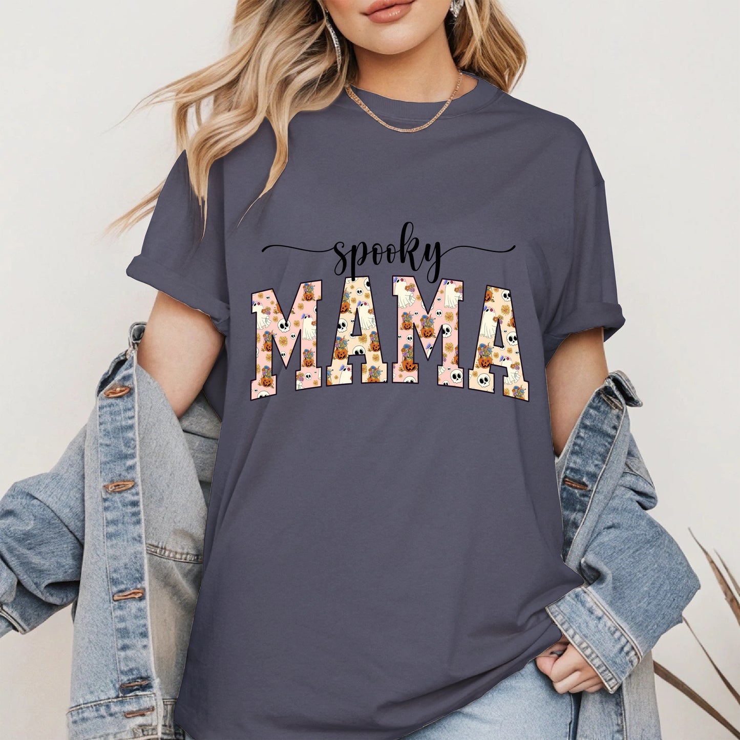 Halloween Mama Shirt for Moms Cute Ghost