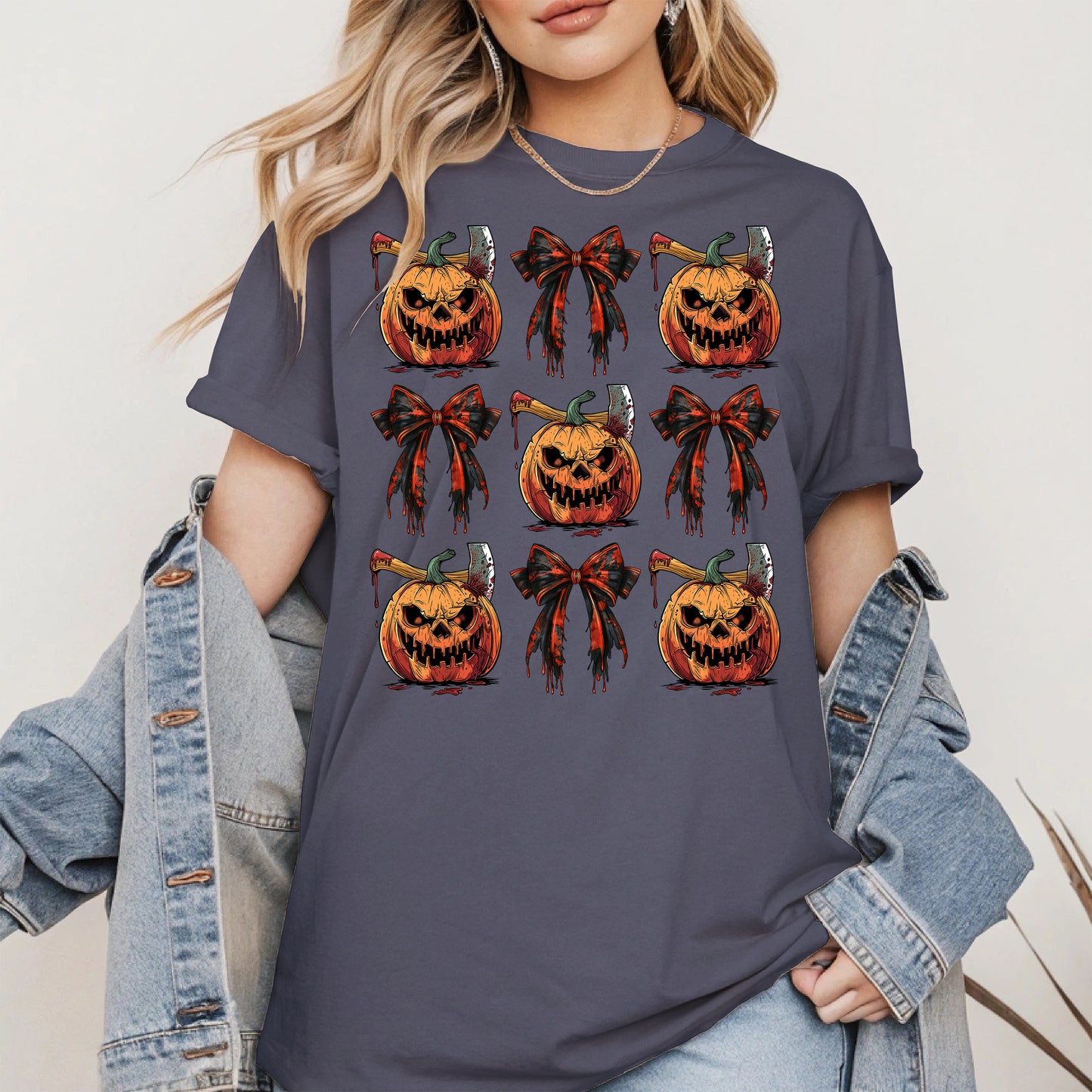 Bloody Pumpkin and Bow Halloween Shirt