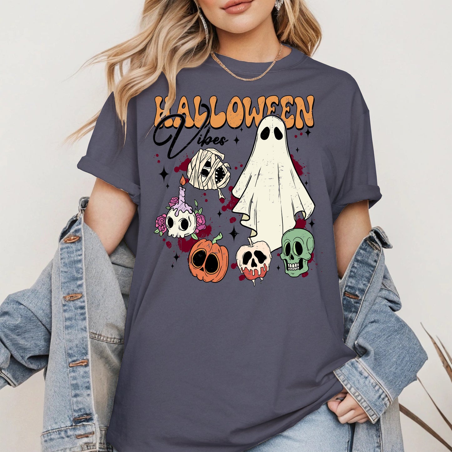 Classic Halloween Ghost and Skull Shirt