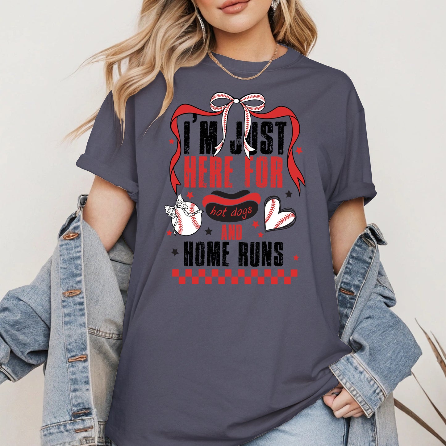 Here For Hot Dogs Baseball Shirt Sport Tee Hoodie Sweatshirt