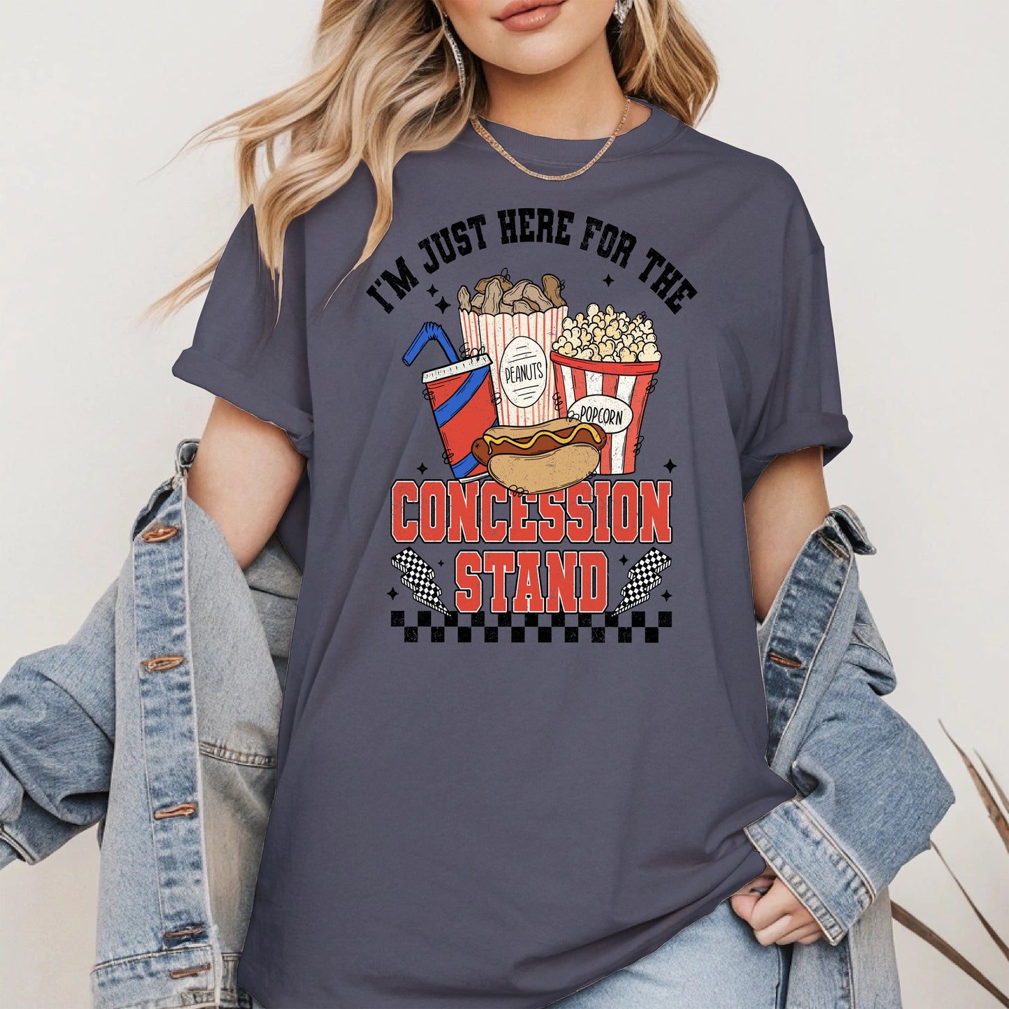 Concession Stand Sport Shirt Hoodie Sweatshirt with Snack Bar Design