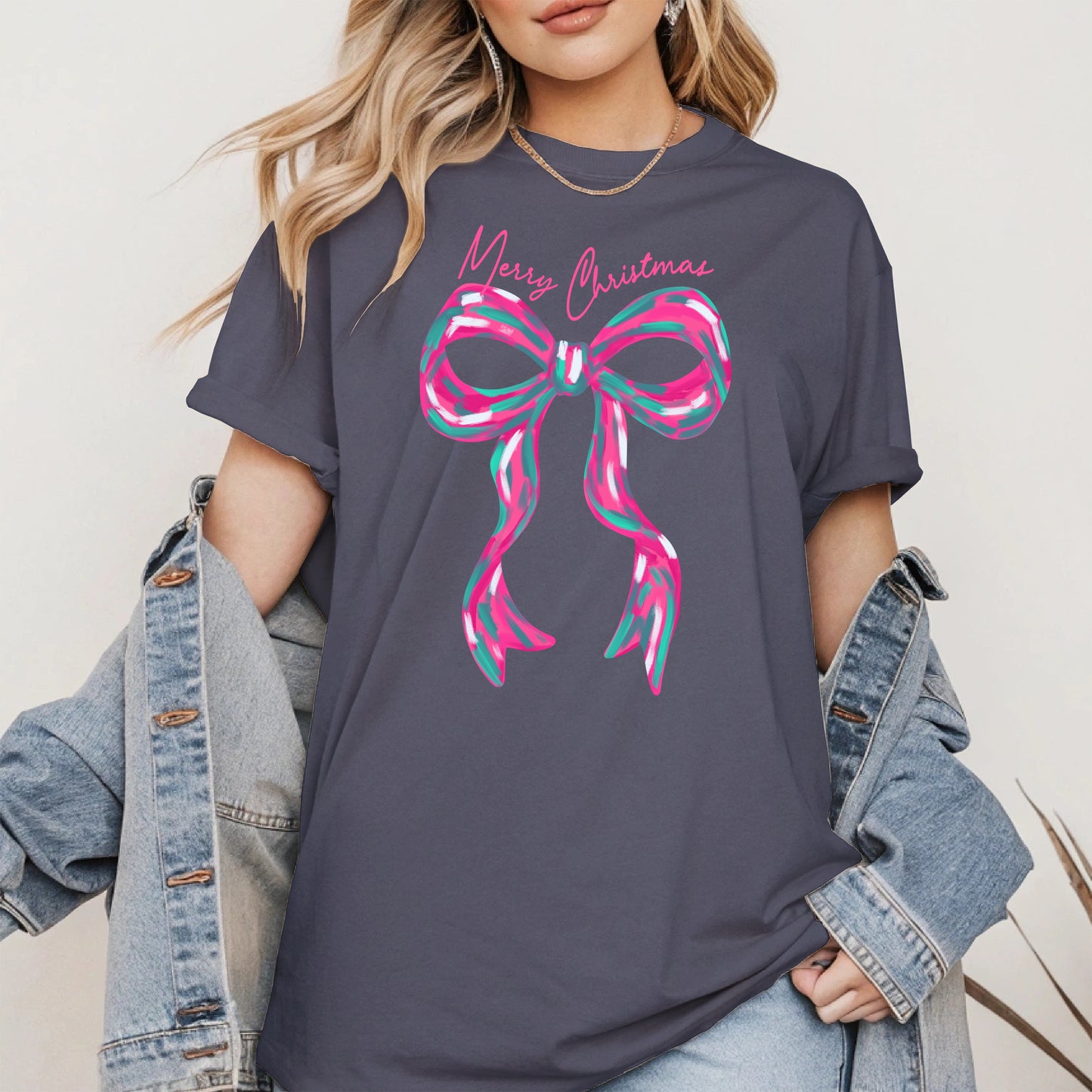 Merry Christmas Coquette Bow Shirt