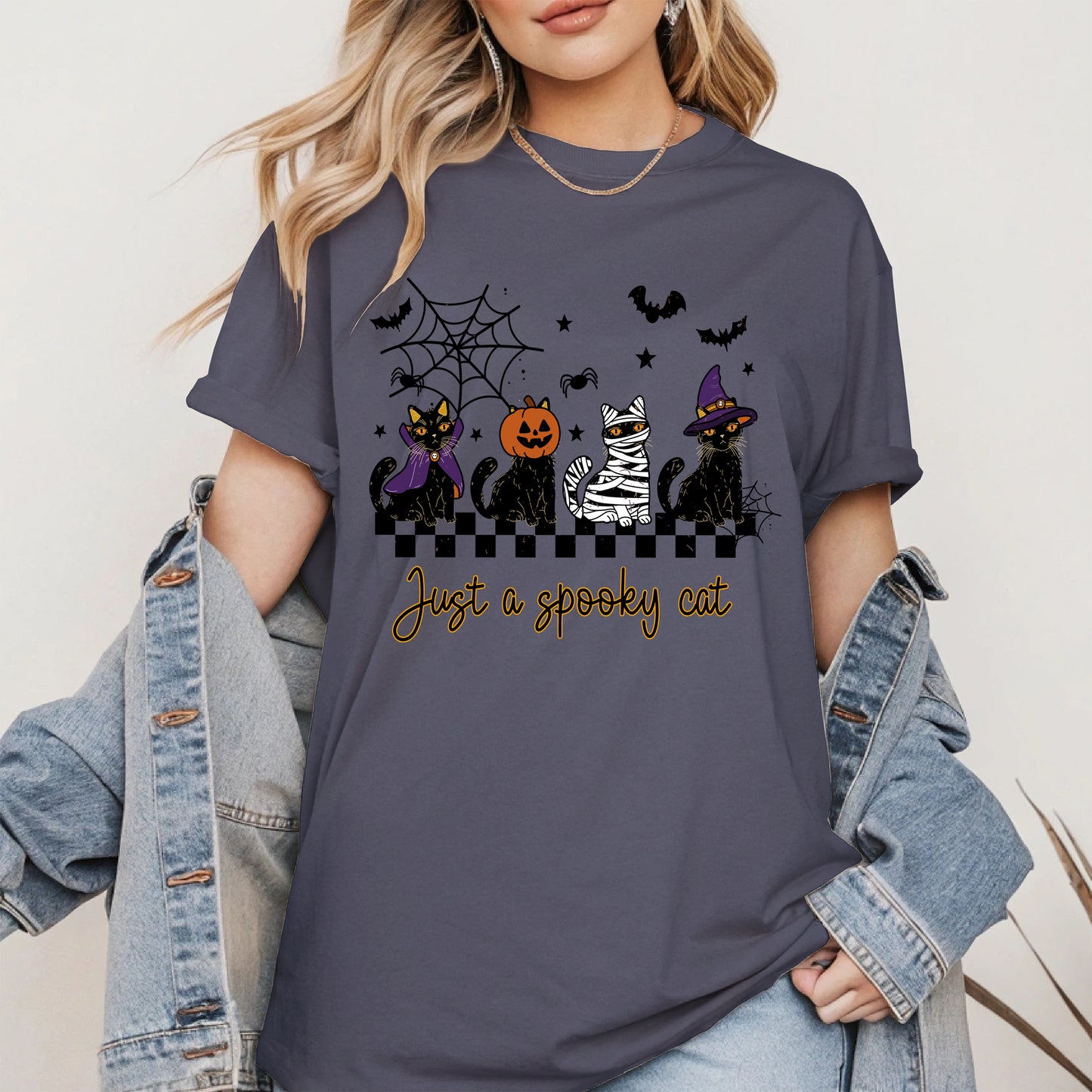 Just a spooky cat halloween shirt