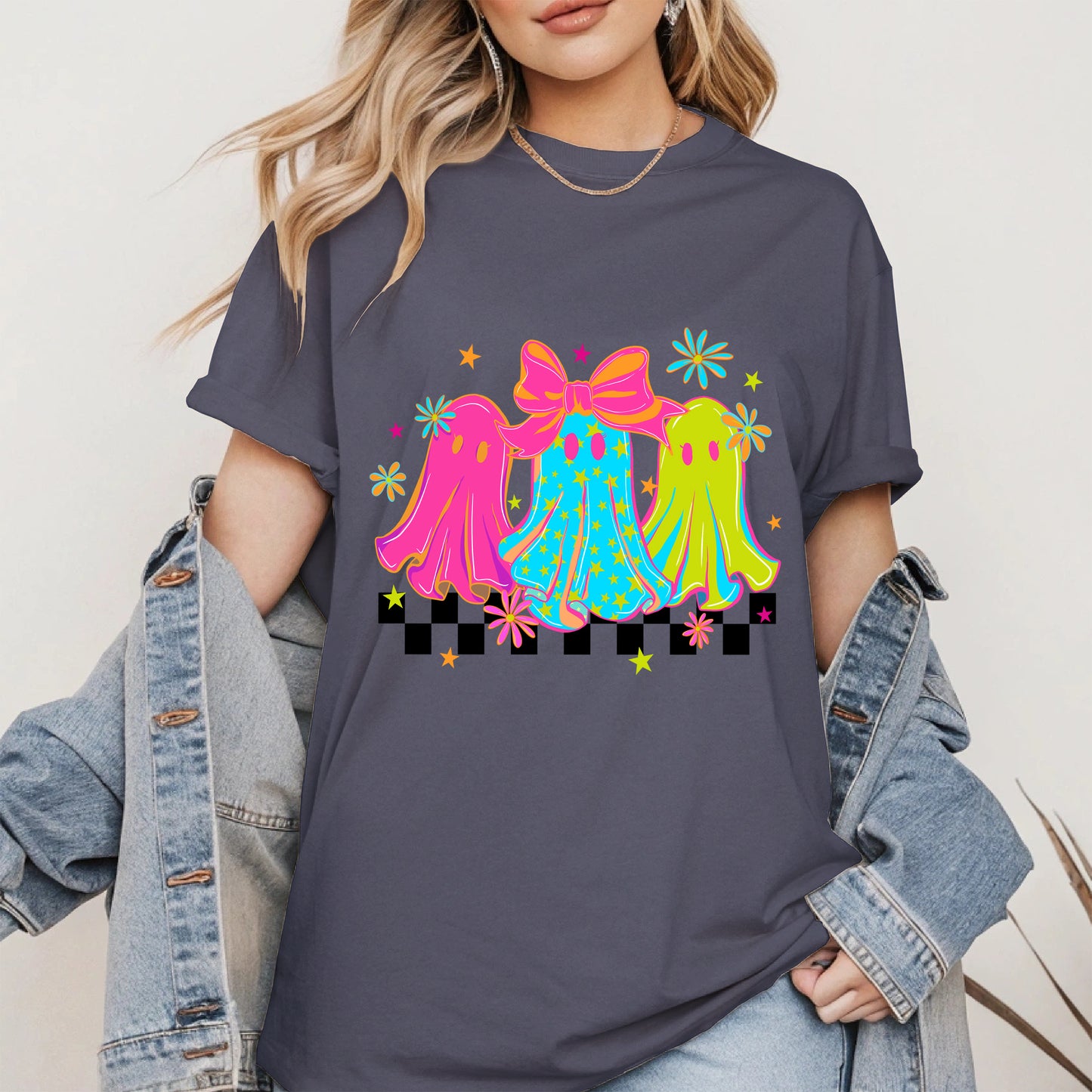 Retro Neon Cute Ghost halloween shirt