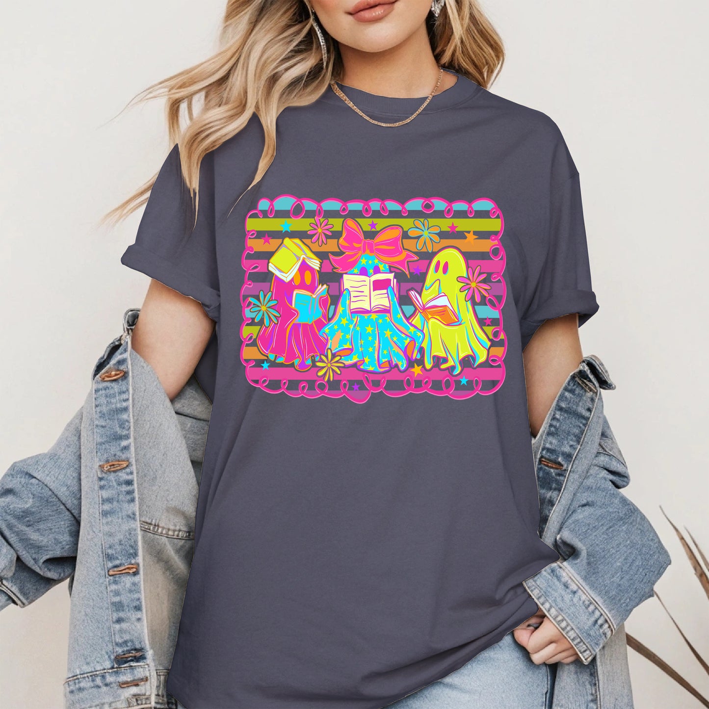 Halloween ghost book shirt and hoodle