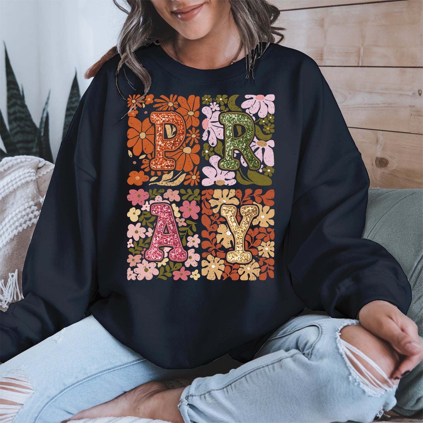 Retro Floral Faith Fall Christian Shirt