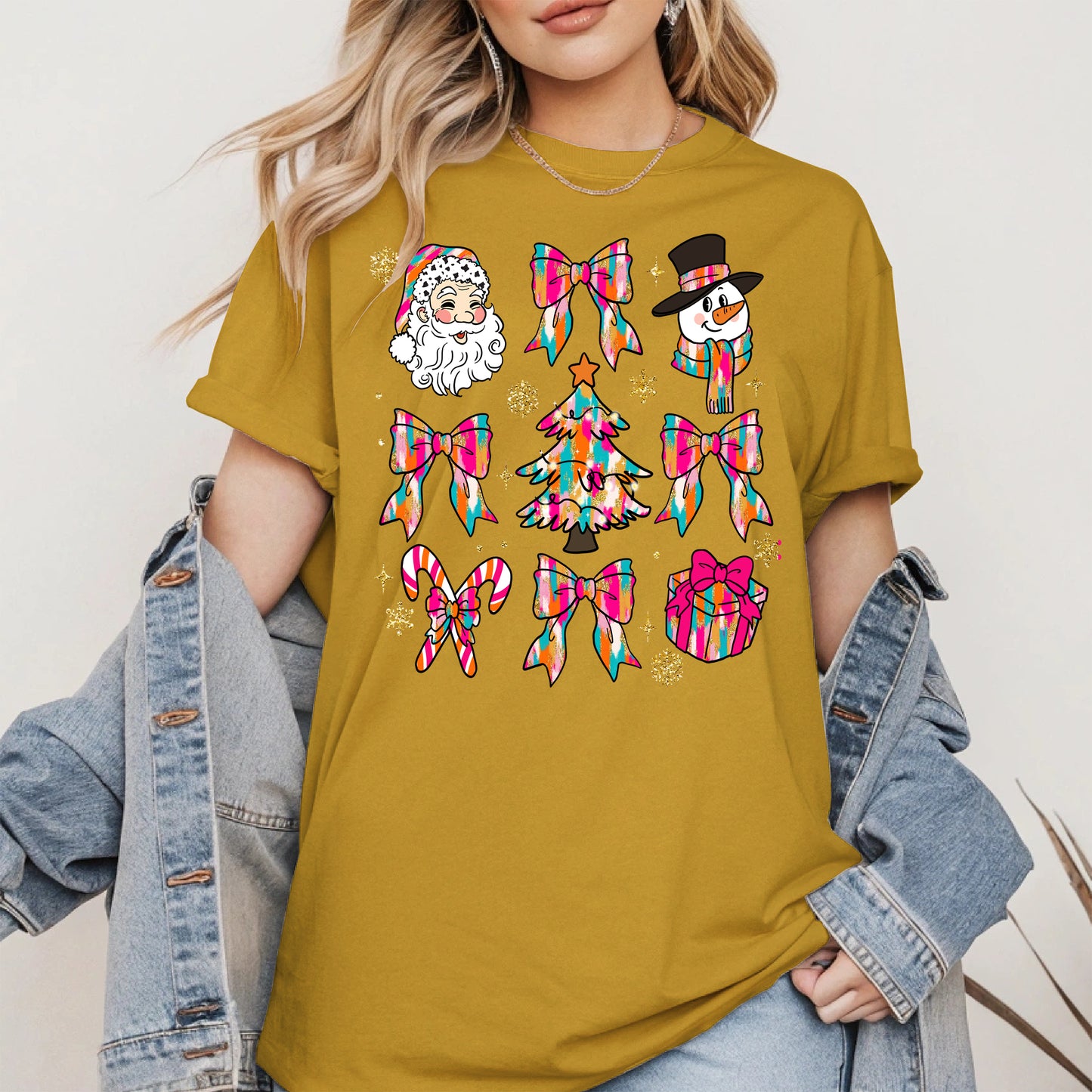 Colorful Brushstroke Santa Christmas Holiday Shirt