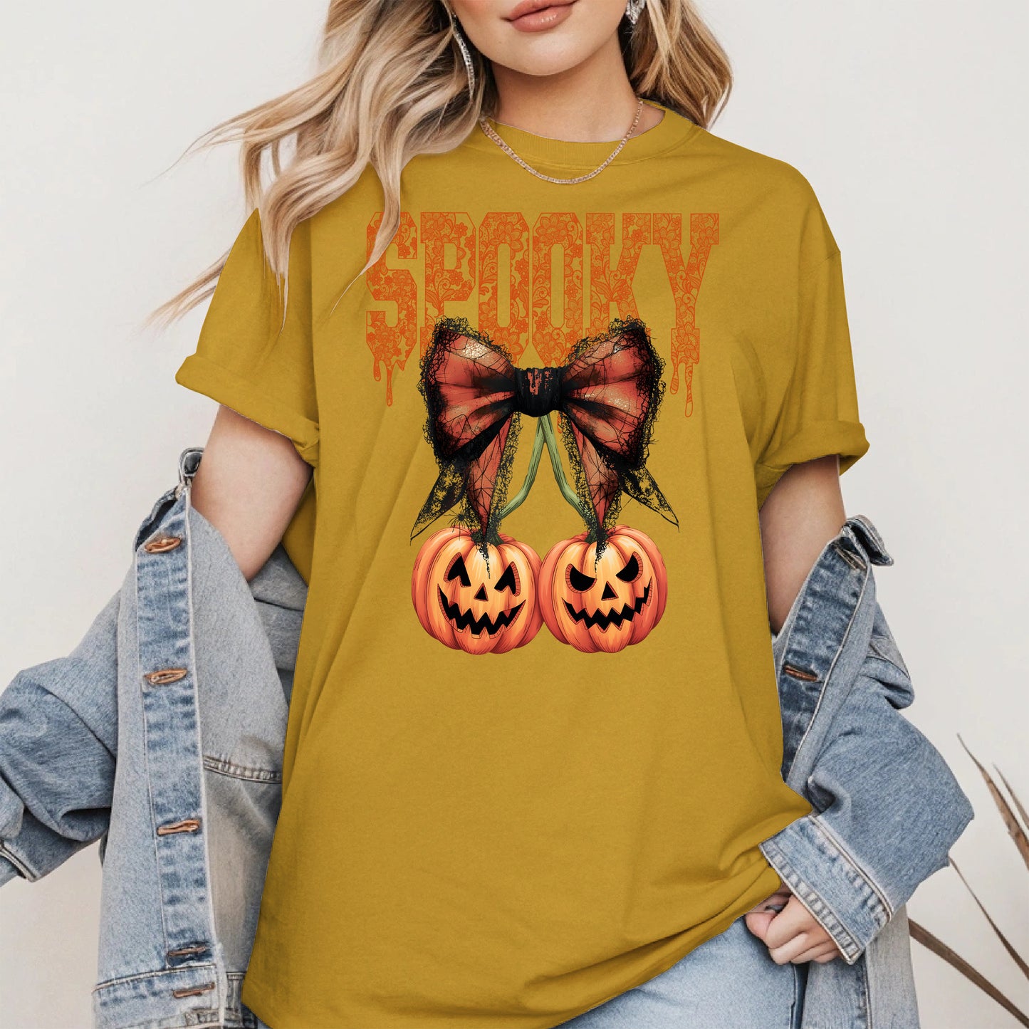 Spooky Bow Pumpkin Shirt Hoodie Sweatshirt for Halloween