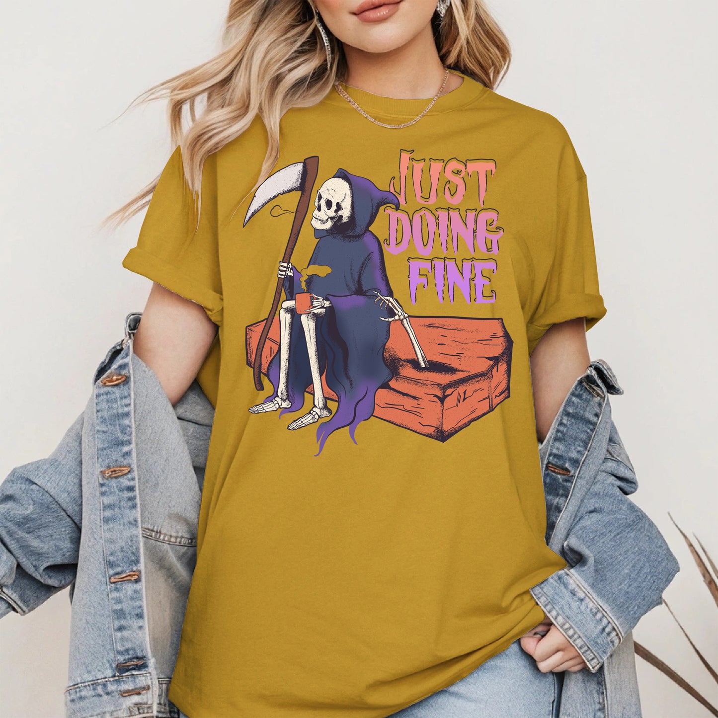 Just Doing Fine Grim Reaper Shirt