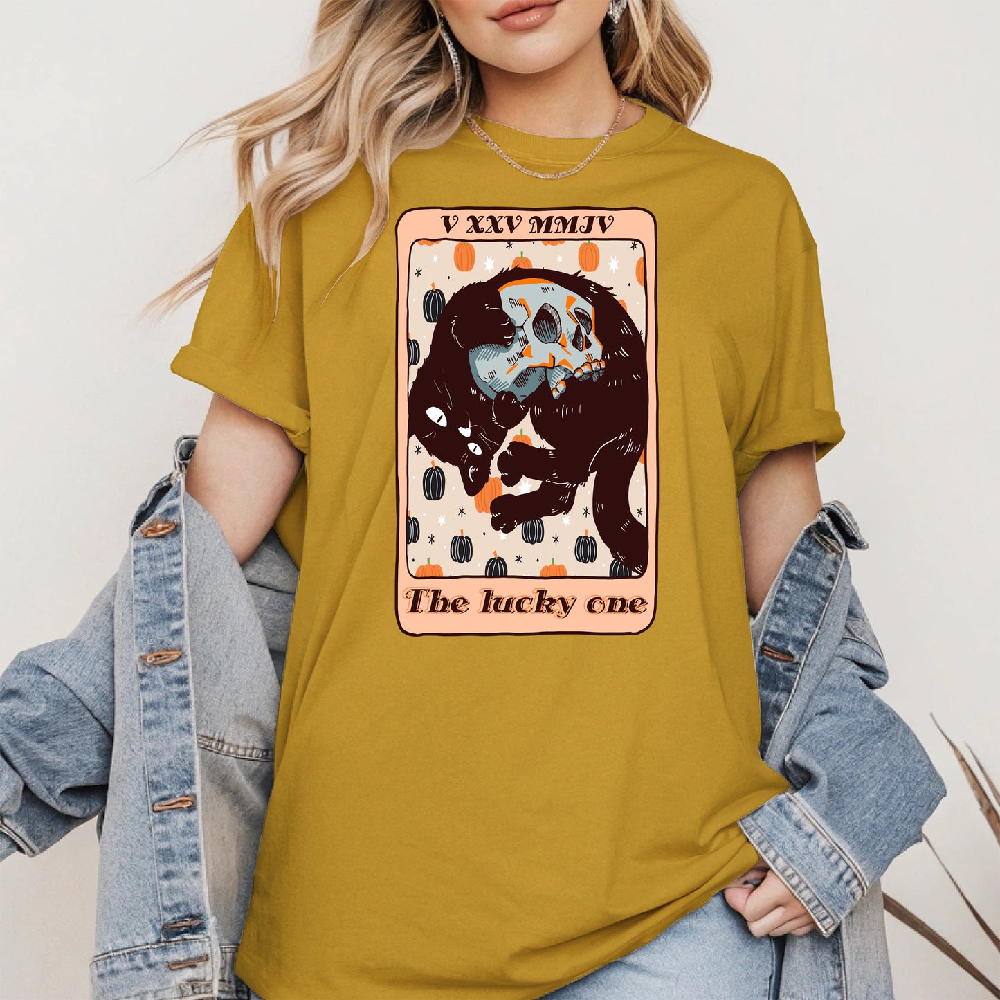 The Lucky One - Halloween Black Cat Tarot Tee