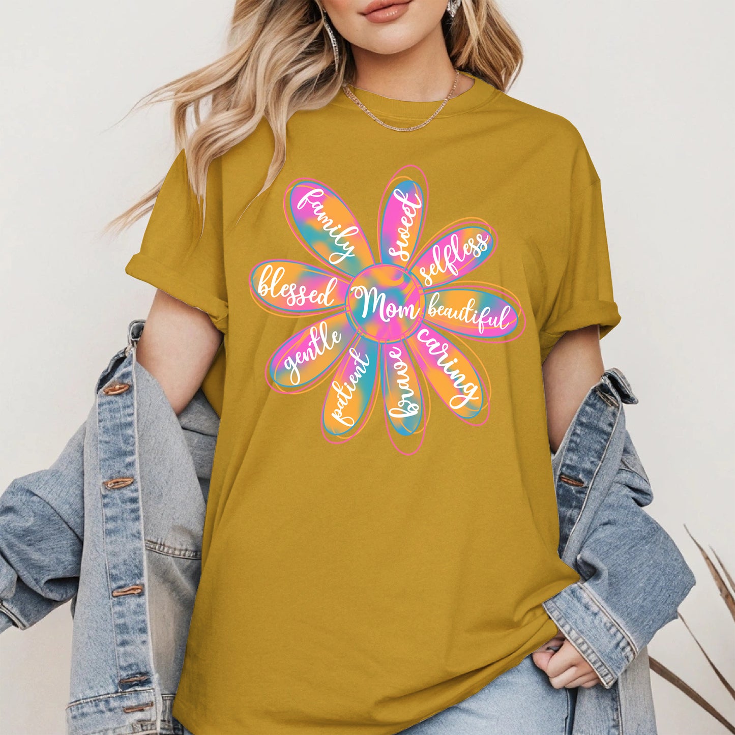 Colorful Flower Mom Shirt Hoodie Sweatshirt Gift for Mothers