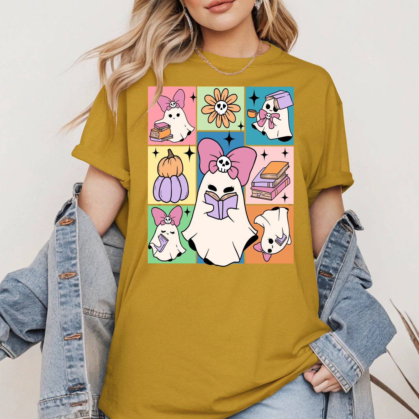 Pastel Ghost Book Lover Halloween Shirt