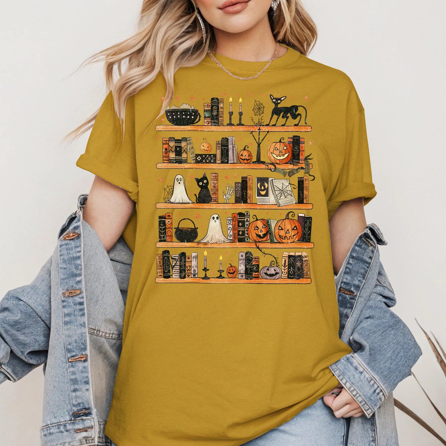 Haunted Bookshelf Halloween Shirt