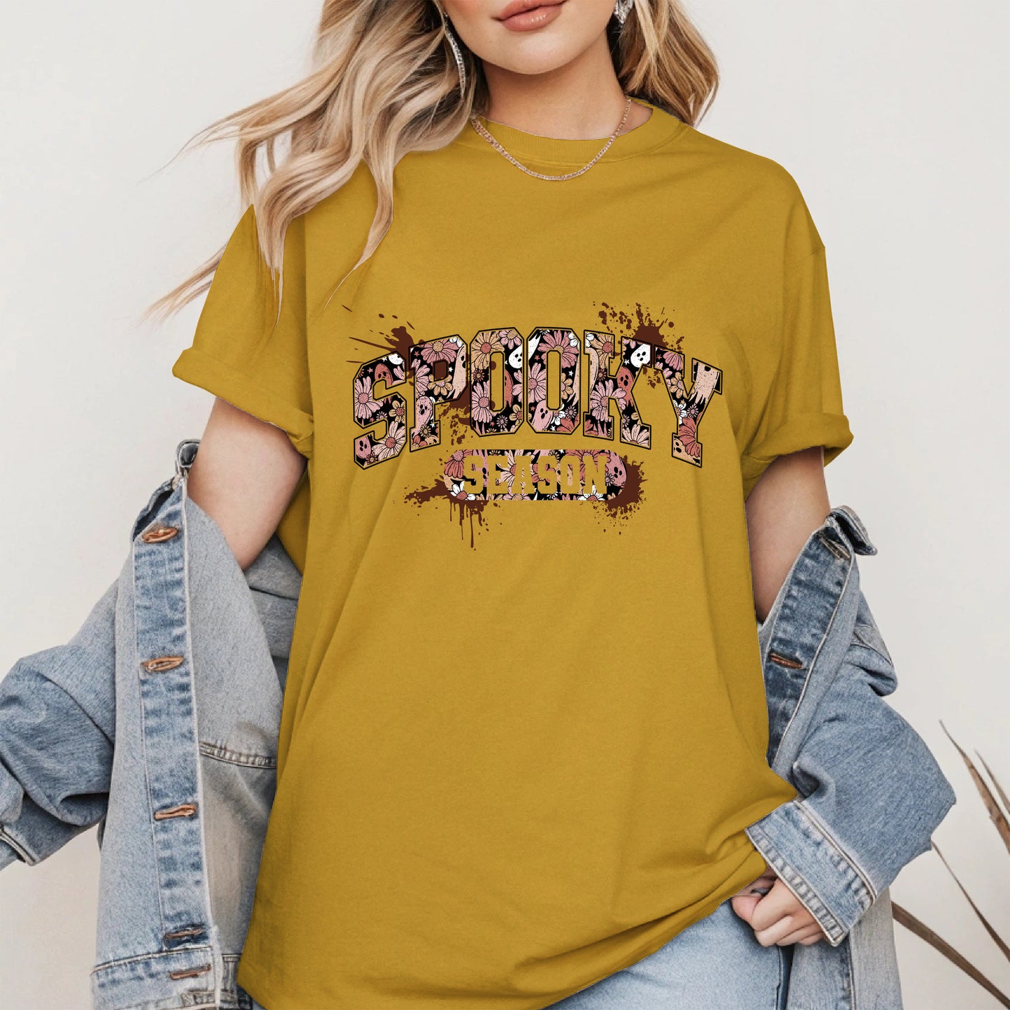 Grunge Floral Spooky Season Shirt