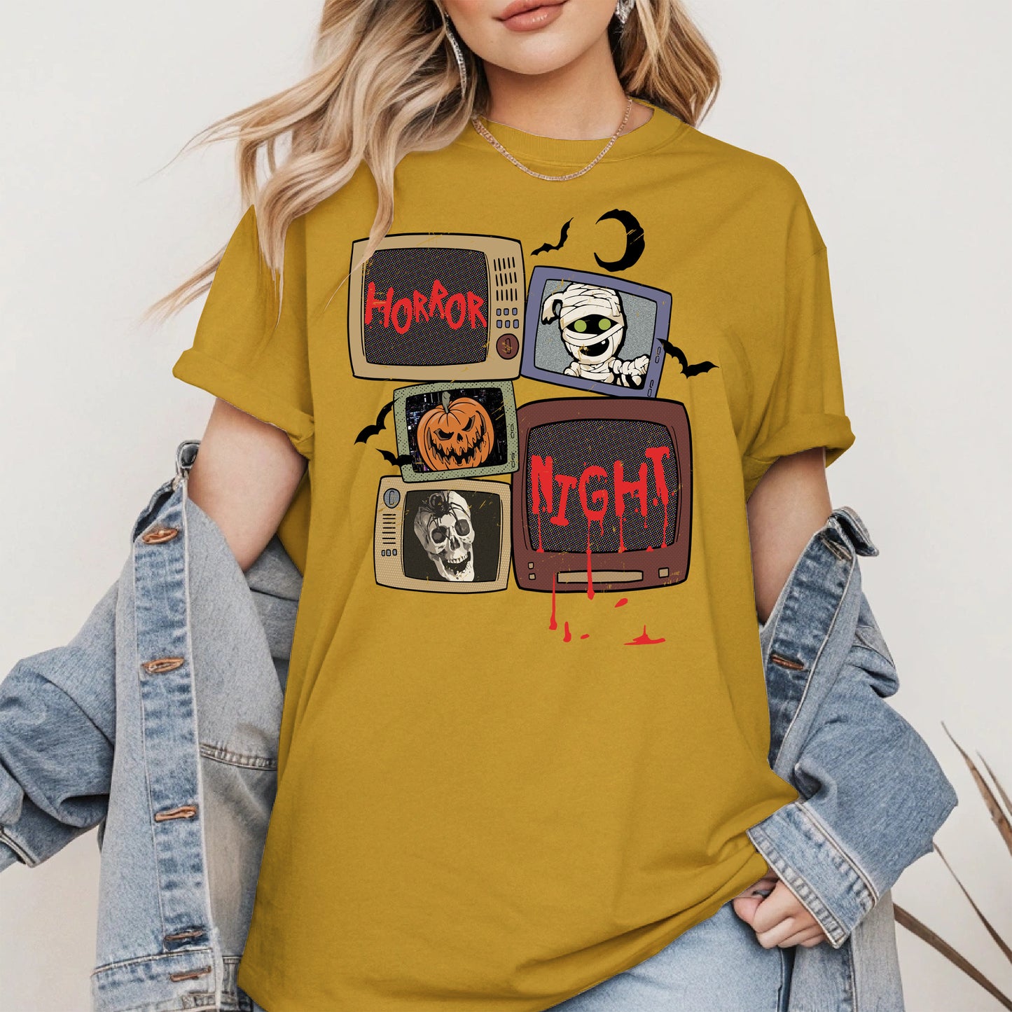Horror Night Retro TV Halloween Shirt
