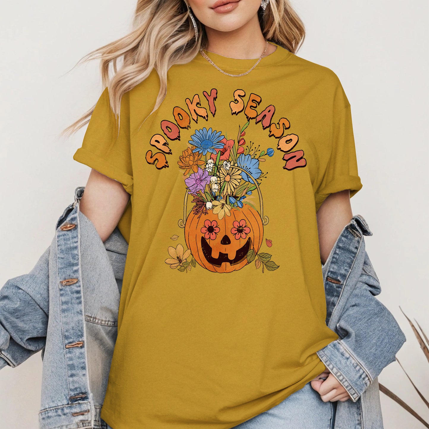 Floral Pumpkin Spooky Season Shirt