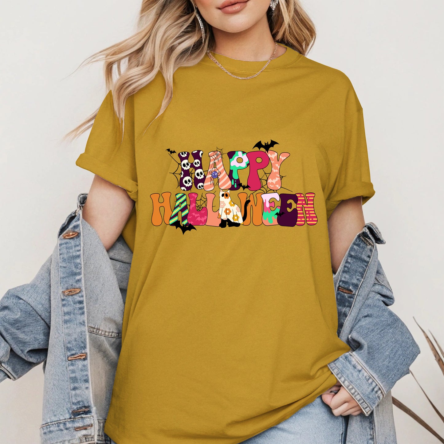 Colorful Ghost Pumpkin Retro Halloween Shirt