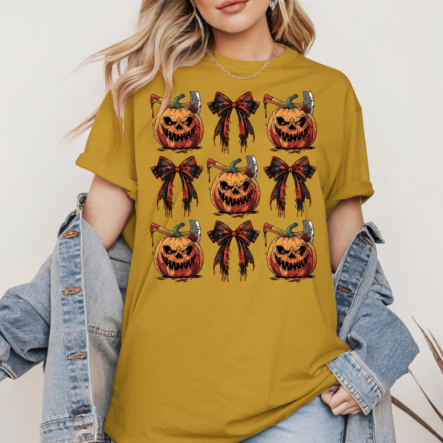 Bloody Pumpkin and Bow Halloween Shirt