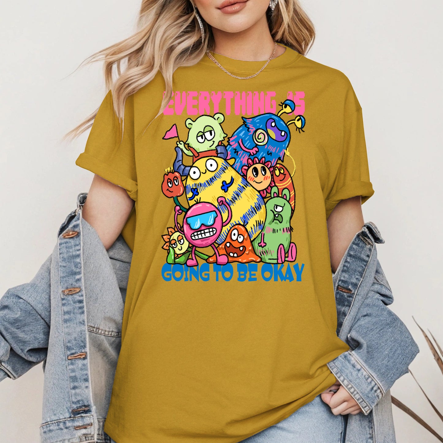 Everything Is Going to Be Okay Cute Monster Shirt