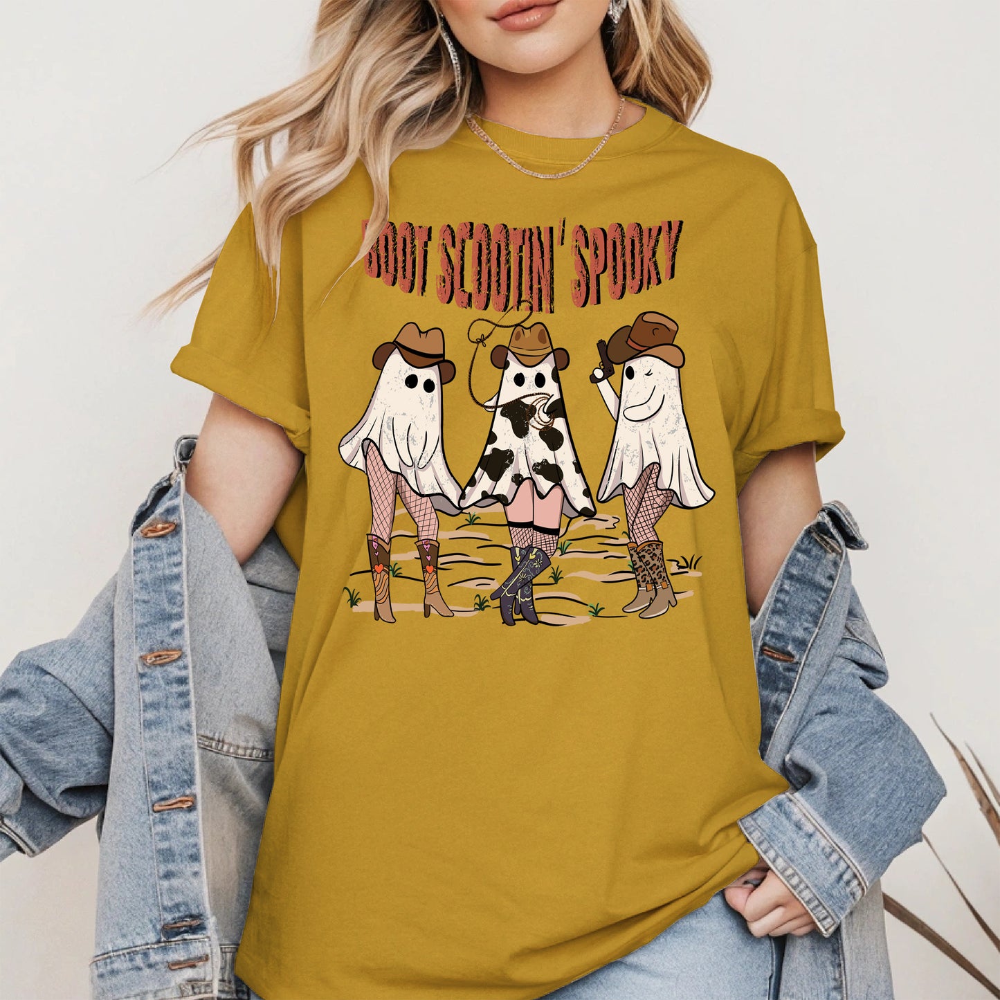 Boot Scootin' Spooky Cowgirl Halloween Tee