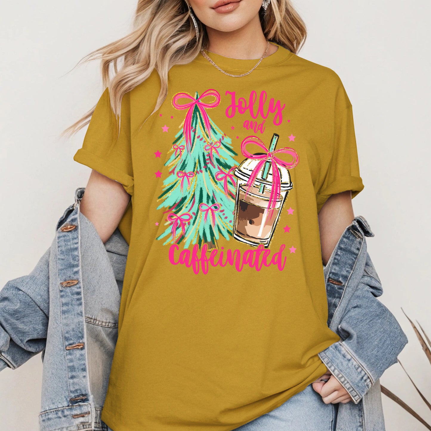 Jolly and Caffeinated Christmas Shirt