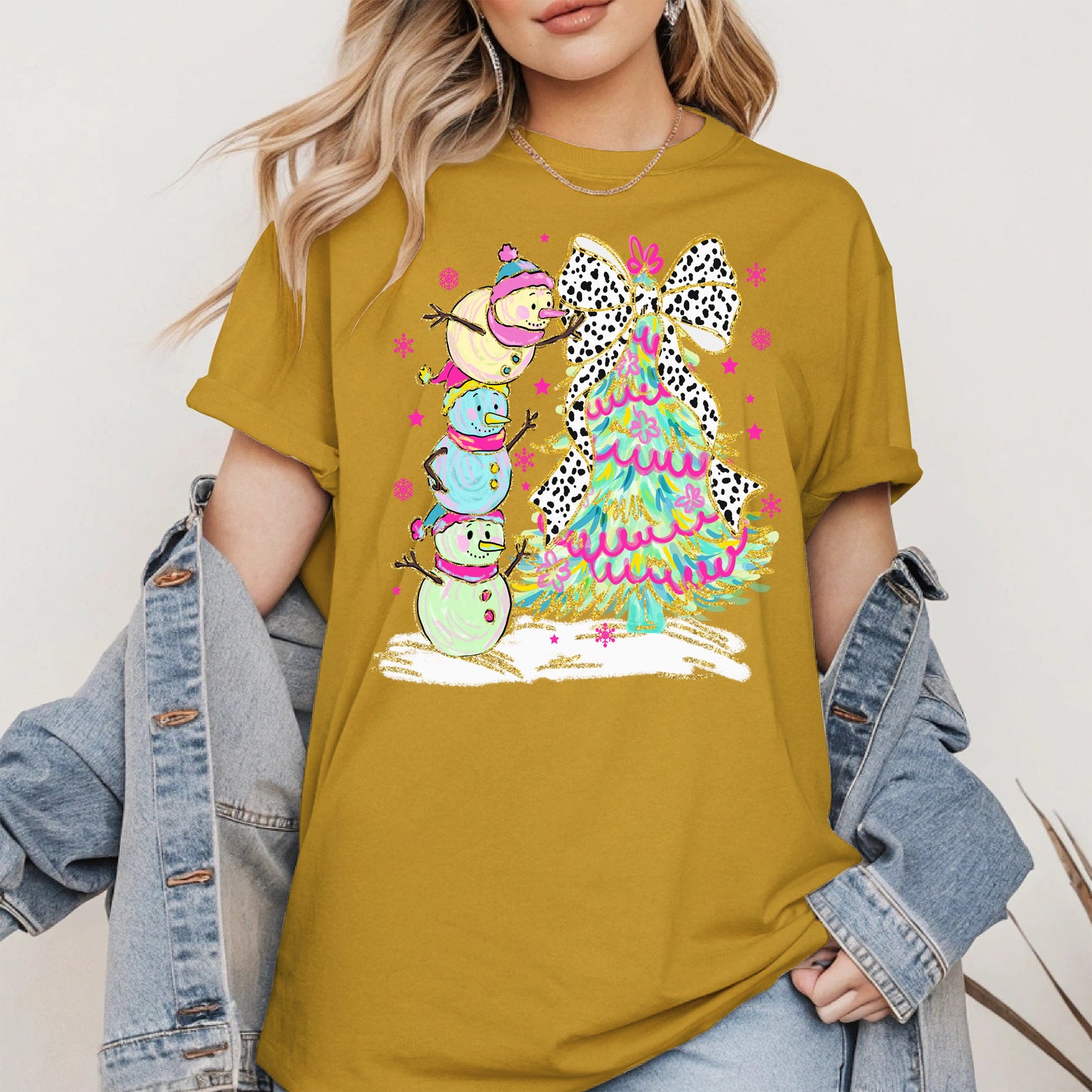 Stacked Snowmen and Christmas Tree Shirt
