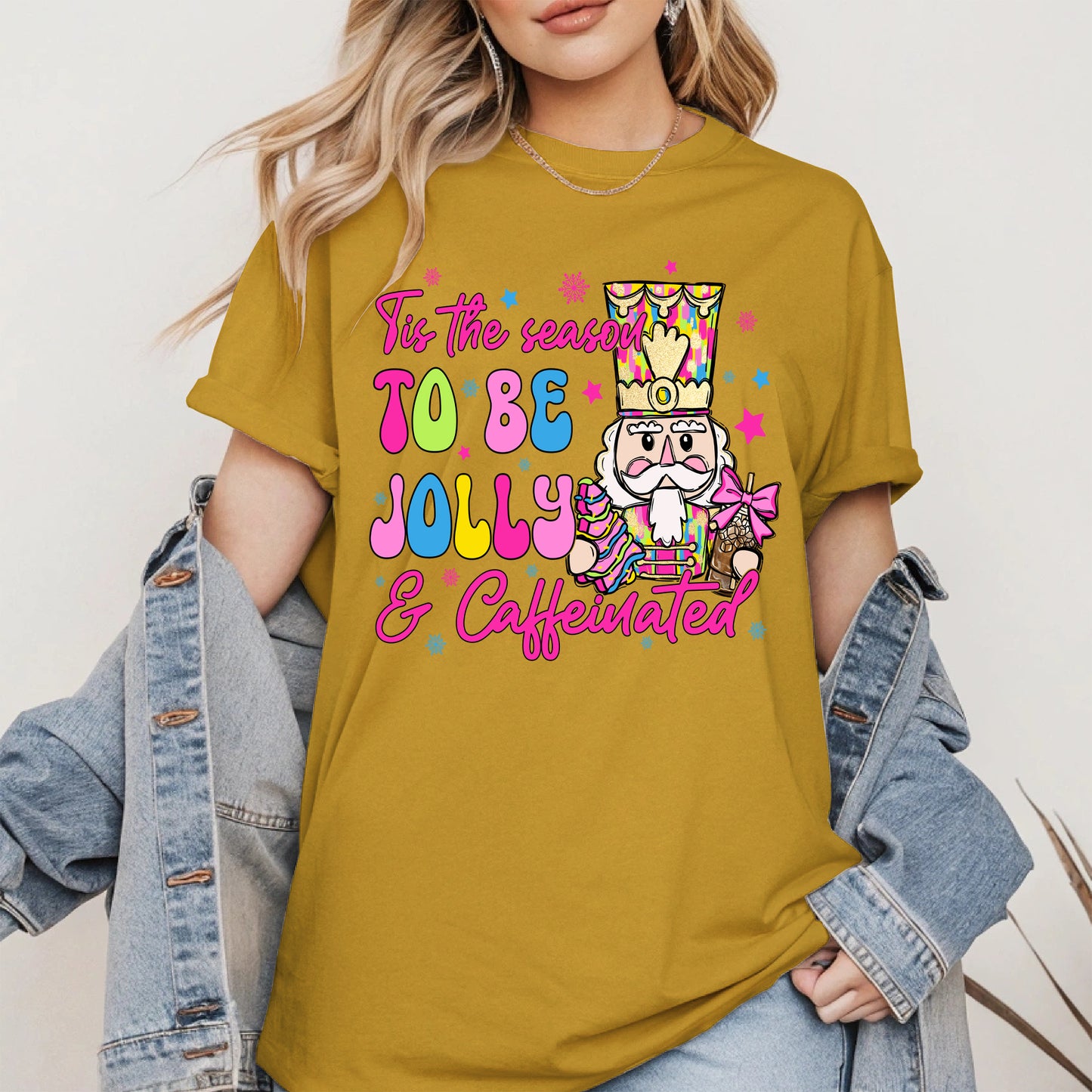 Tis the Season To Be Jolly and Caffeinated Christmas Shirt