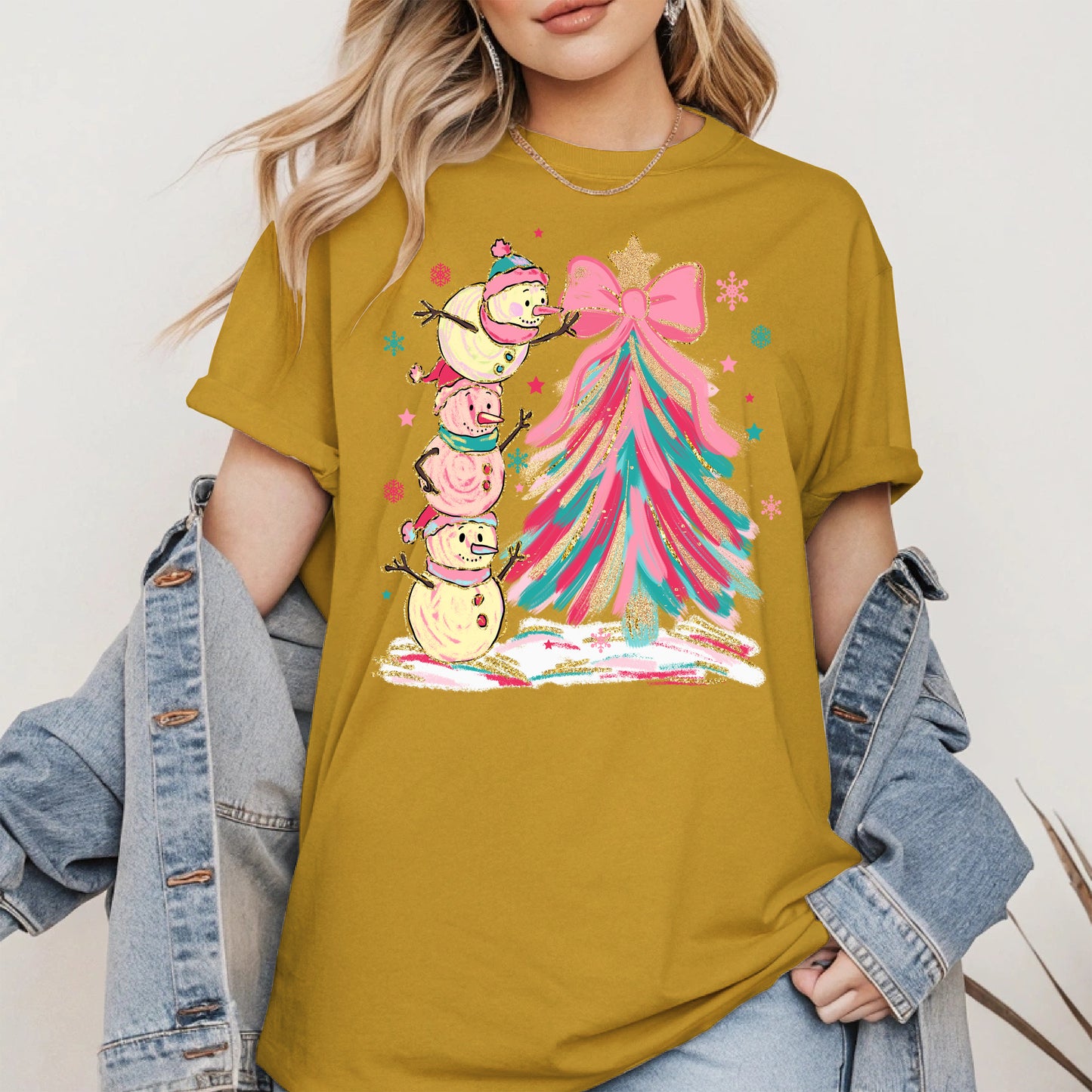 Stacked Snowmen Christmas Tree Shirt