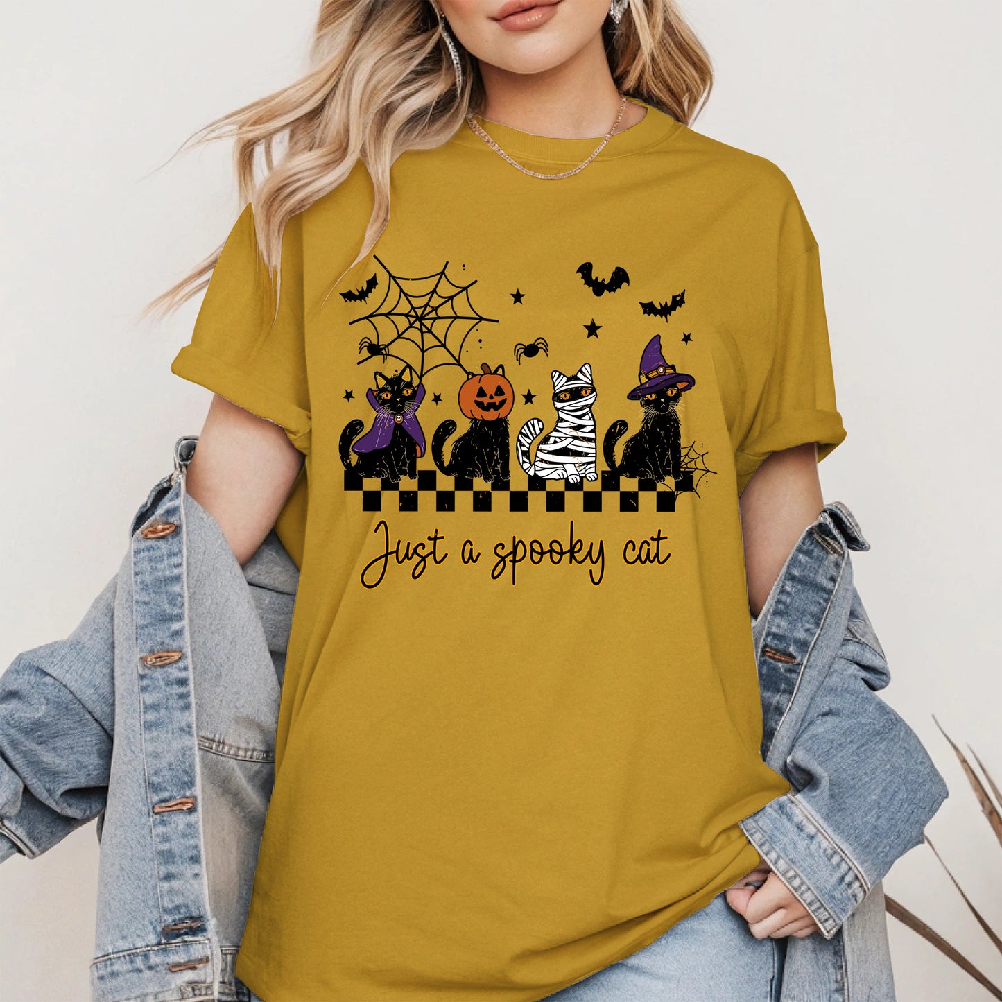Just a spooky cat halloween shirt