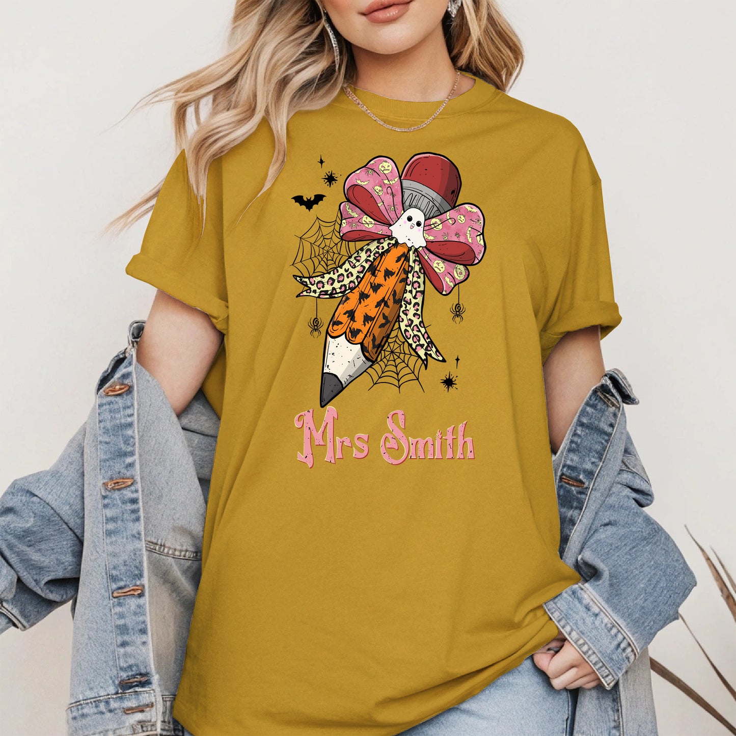 Teacher Pencil Bow Halloween shirt