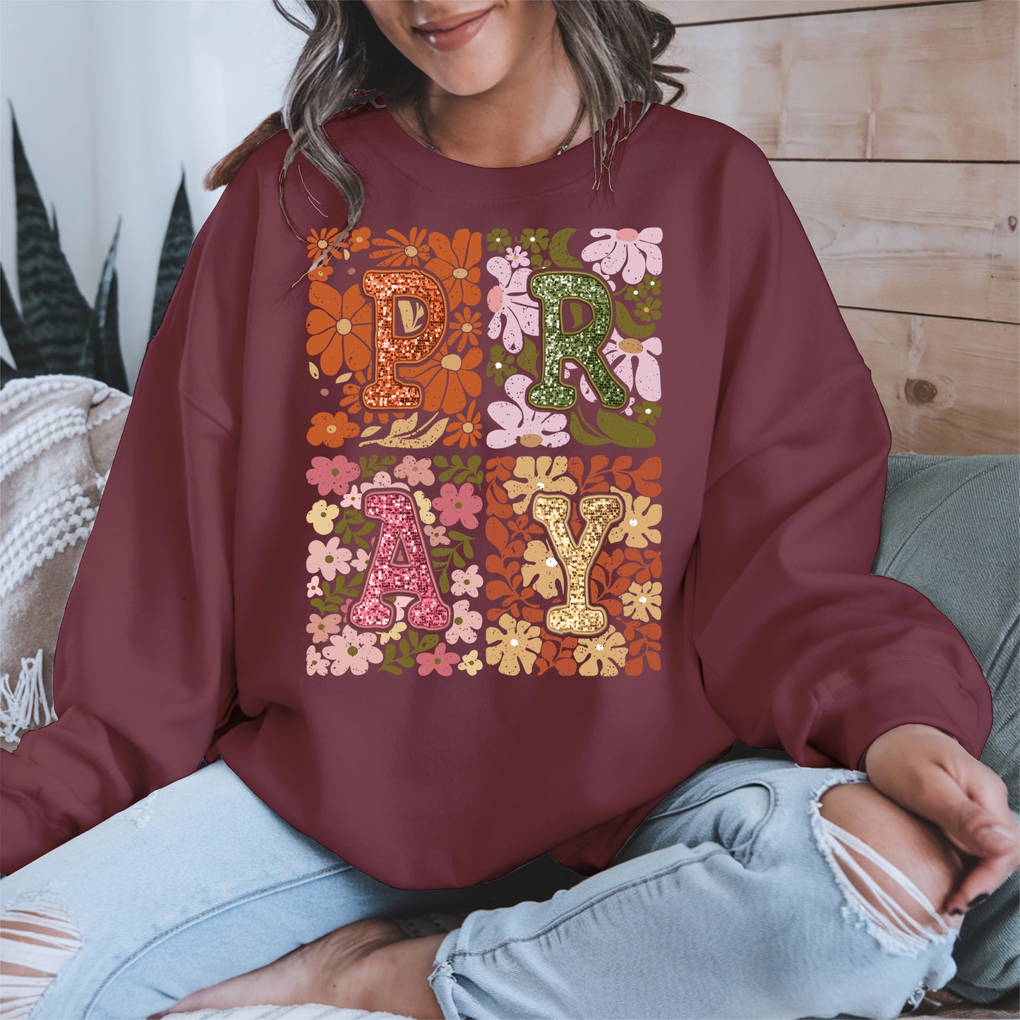 Retro Floral Faith Fall Christian Shirt