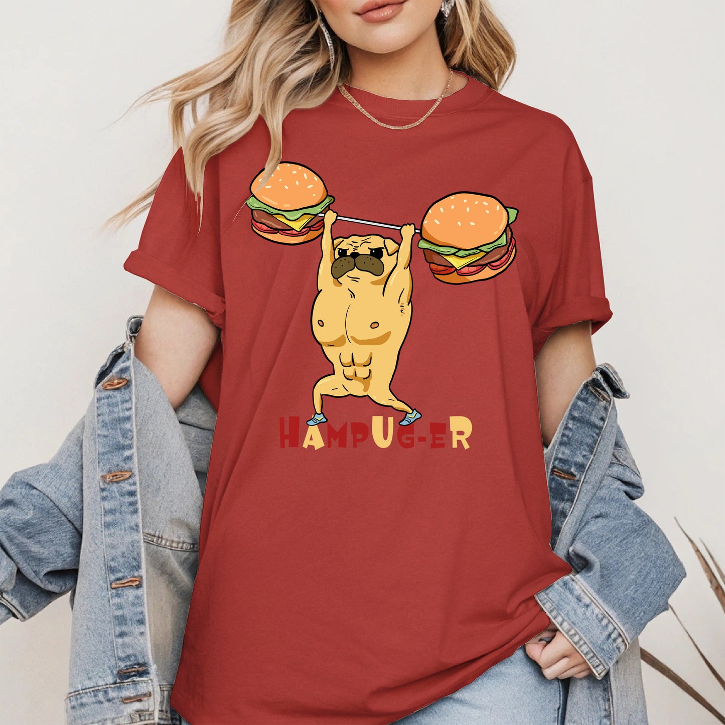 Hampug-er Funny Pug Burger Gym Shirt