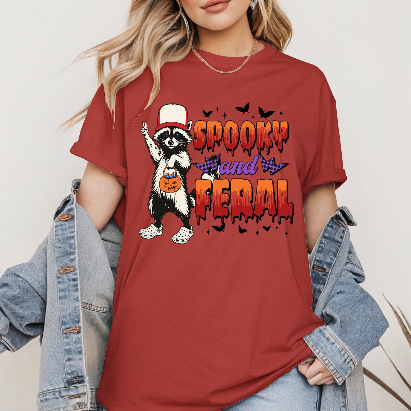 Spooky and Feral Shirt Hoodie Sweatshirt for Halloween Lovers
