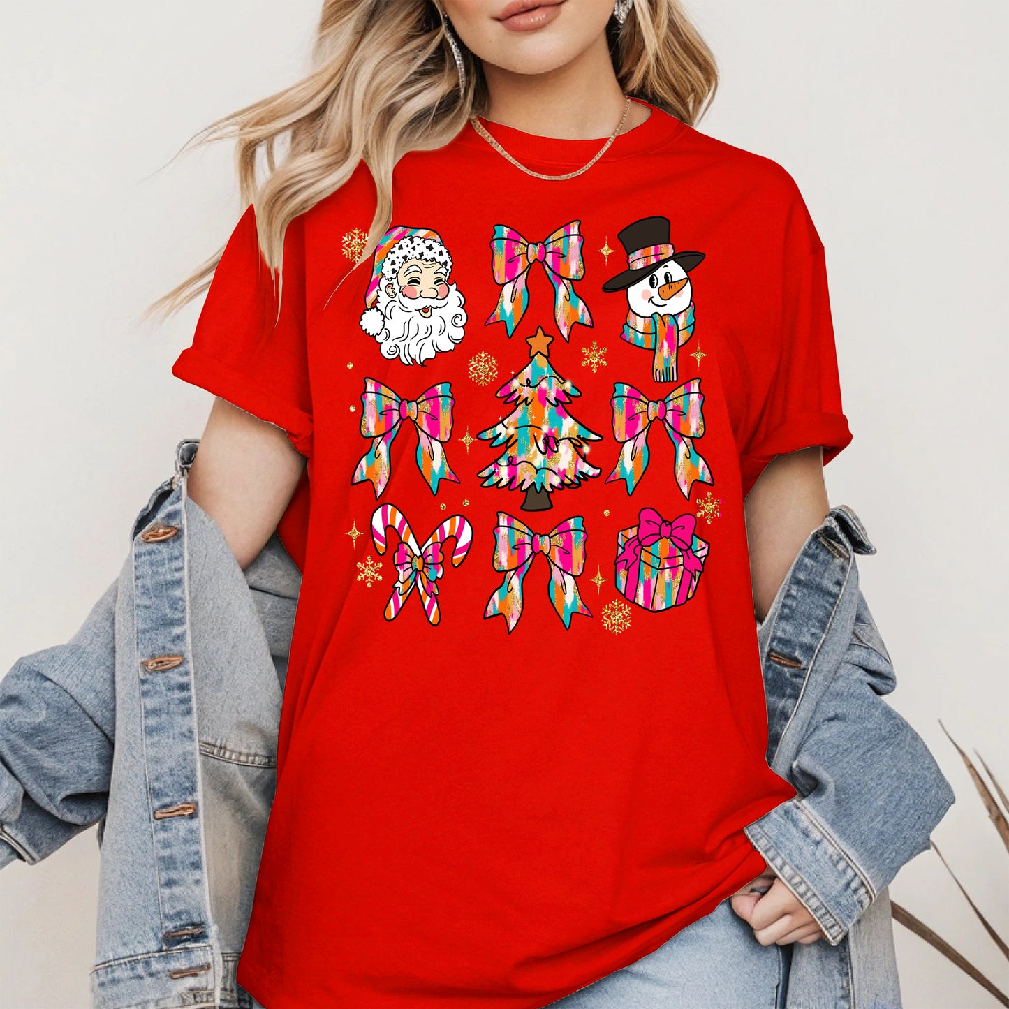 Colorful Brushstroke Santa Christmas Holiday Shirt