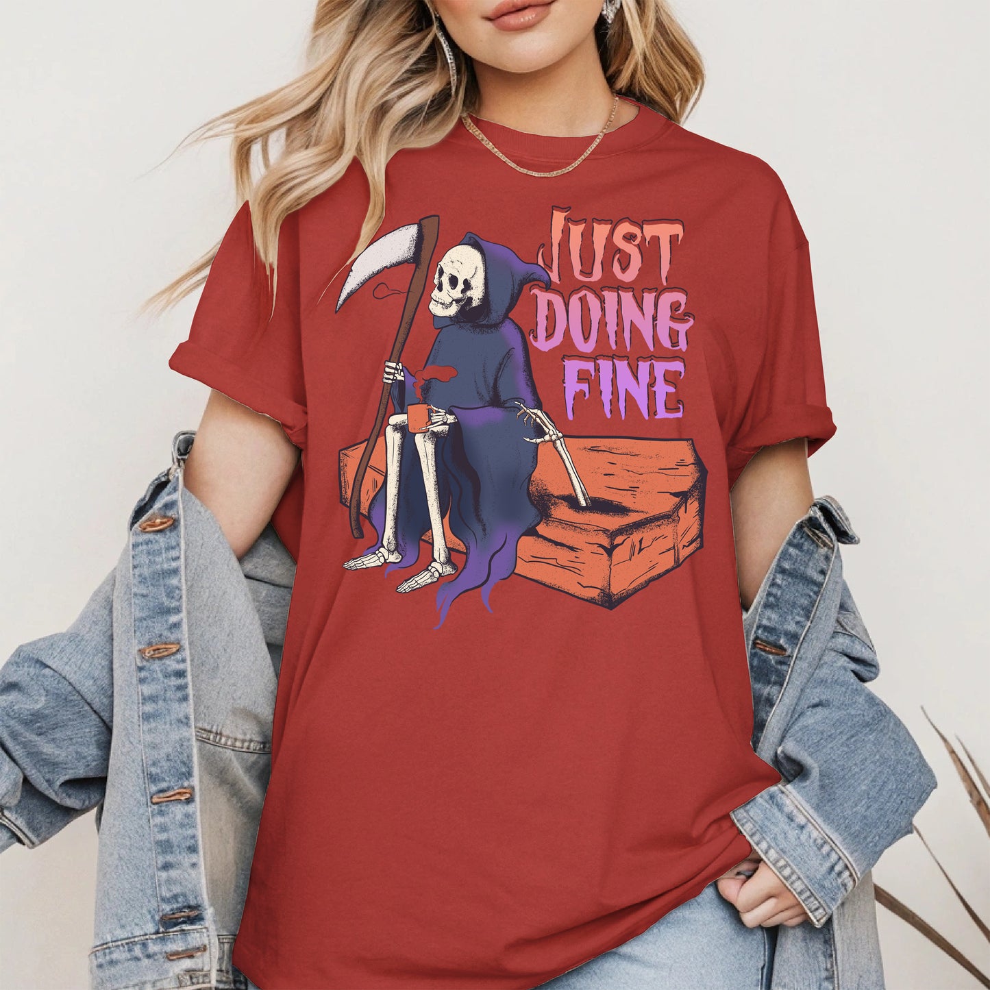 Just Doing Fine Grim Reaper Shirt