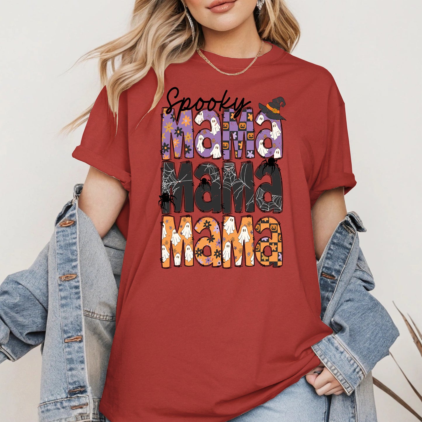 Halloween Mama Shirt - Ghosts and Spooky Patterns