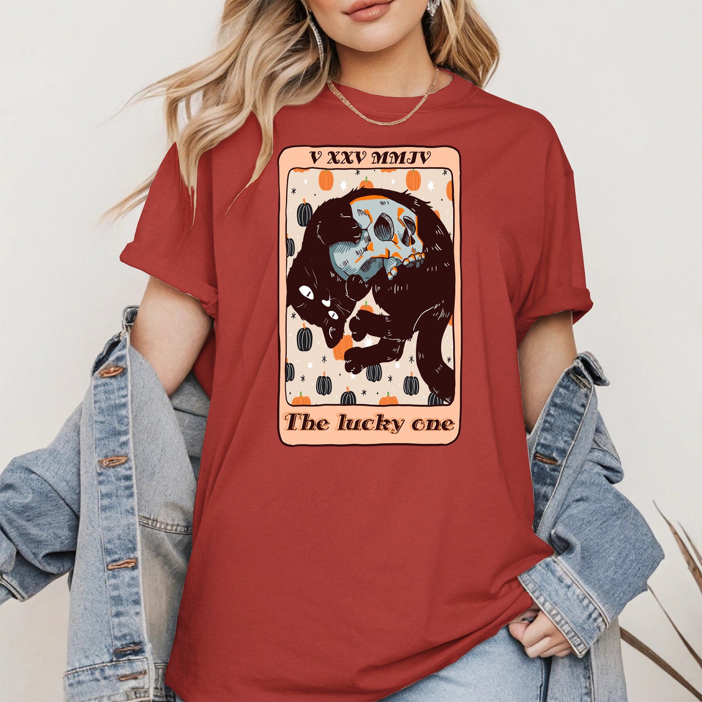 The Lucky One - Halloween Black Cat Tarot Tee
