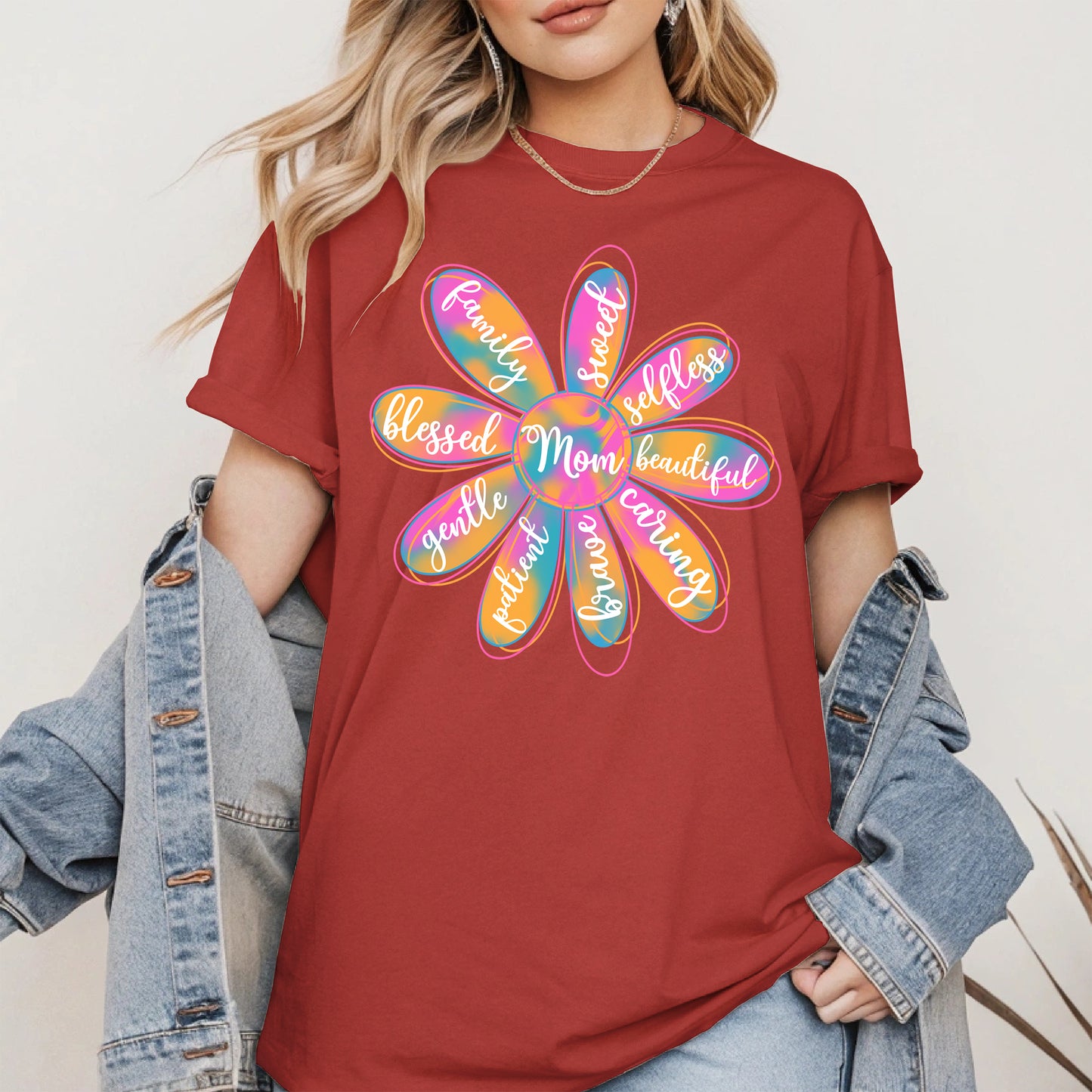 Colorful Flower Mom Shirt Hoodie Sweatshirt Gift for Mothers