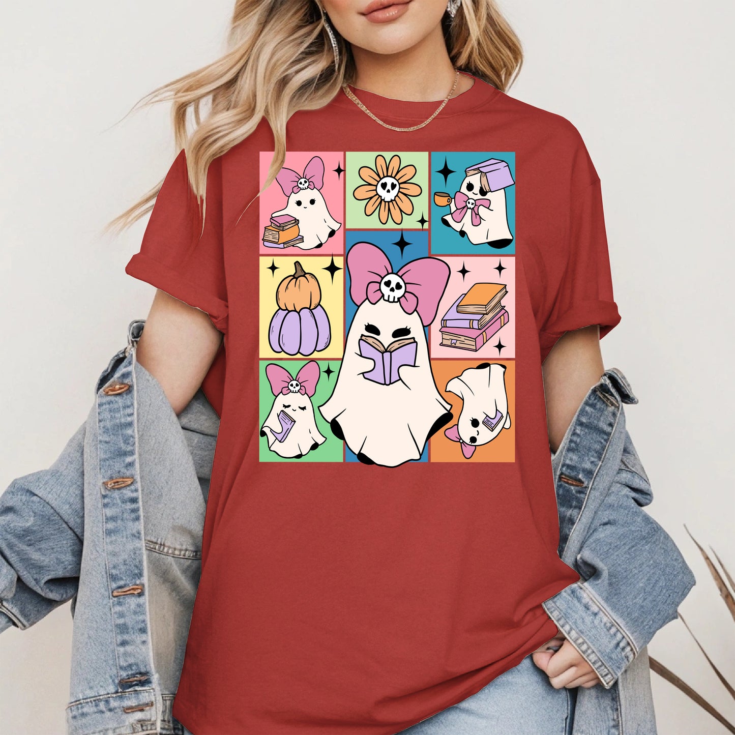 Pastel Ghost Book Lover Halloween Shirt