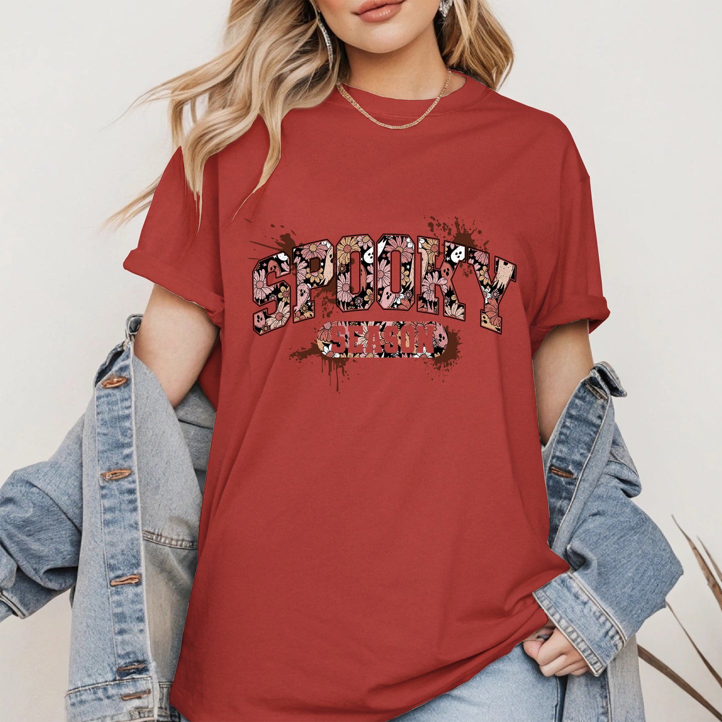 Grunge Floral Spooky Season Shirt