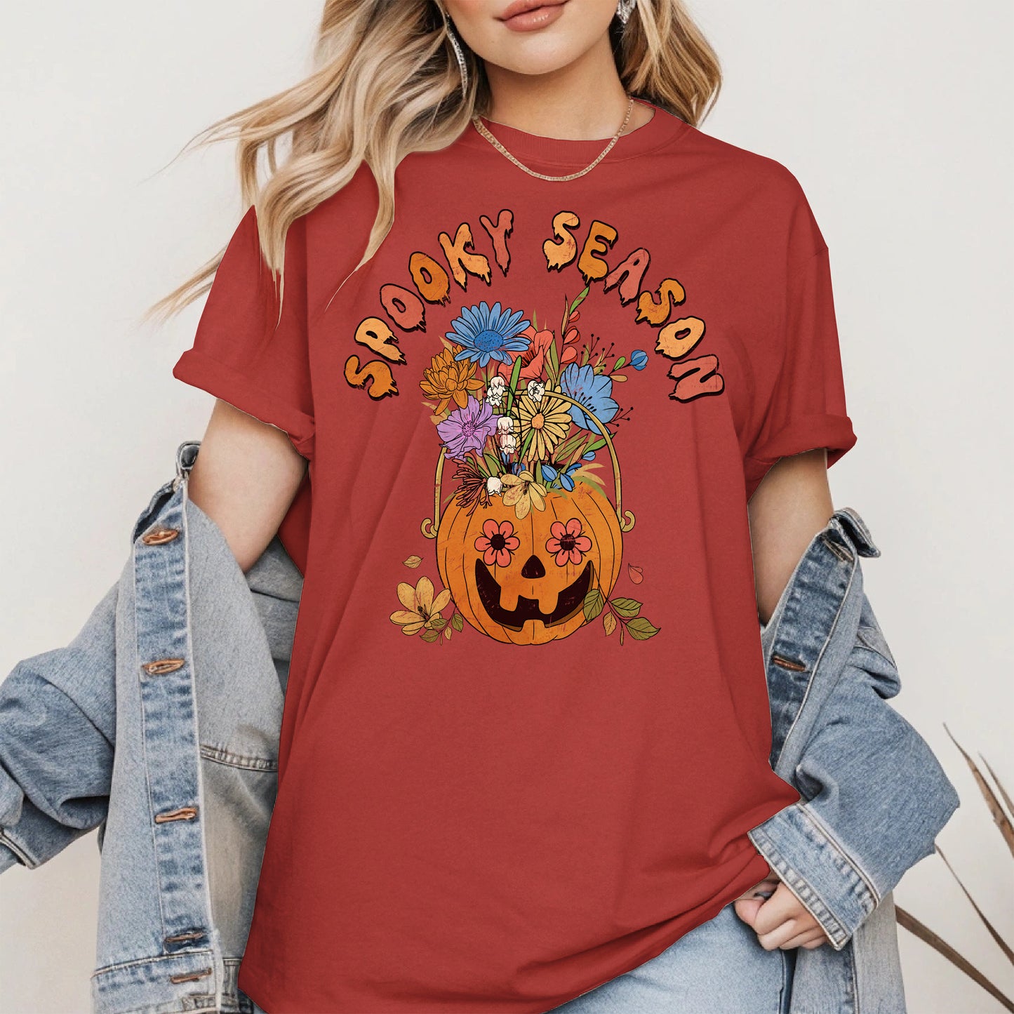 Floral Pumpkin Spooky Season Shirt