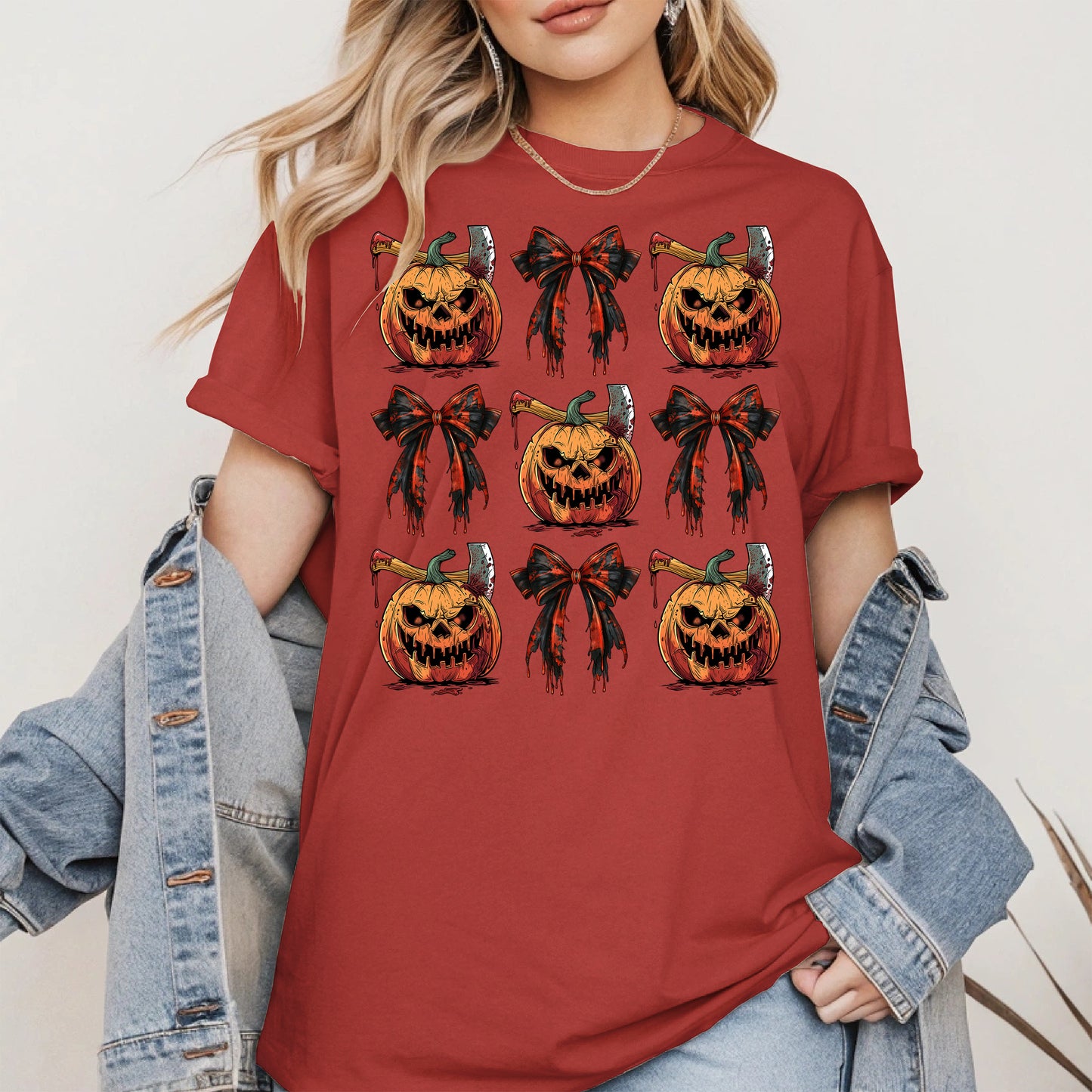 Bloody Pumpkin and Bow Halloween Shirt
