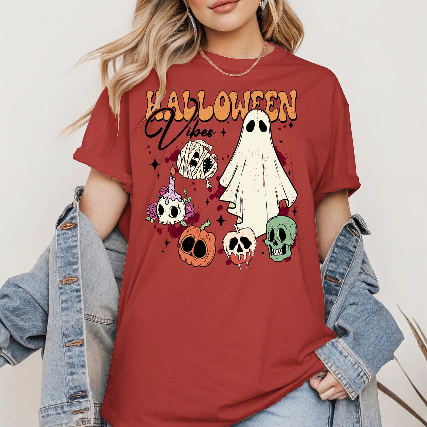 Classic Halloween Ghost and Skull Shirt