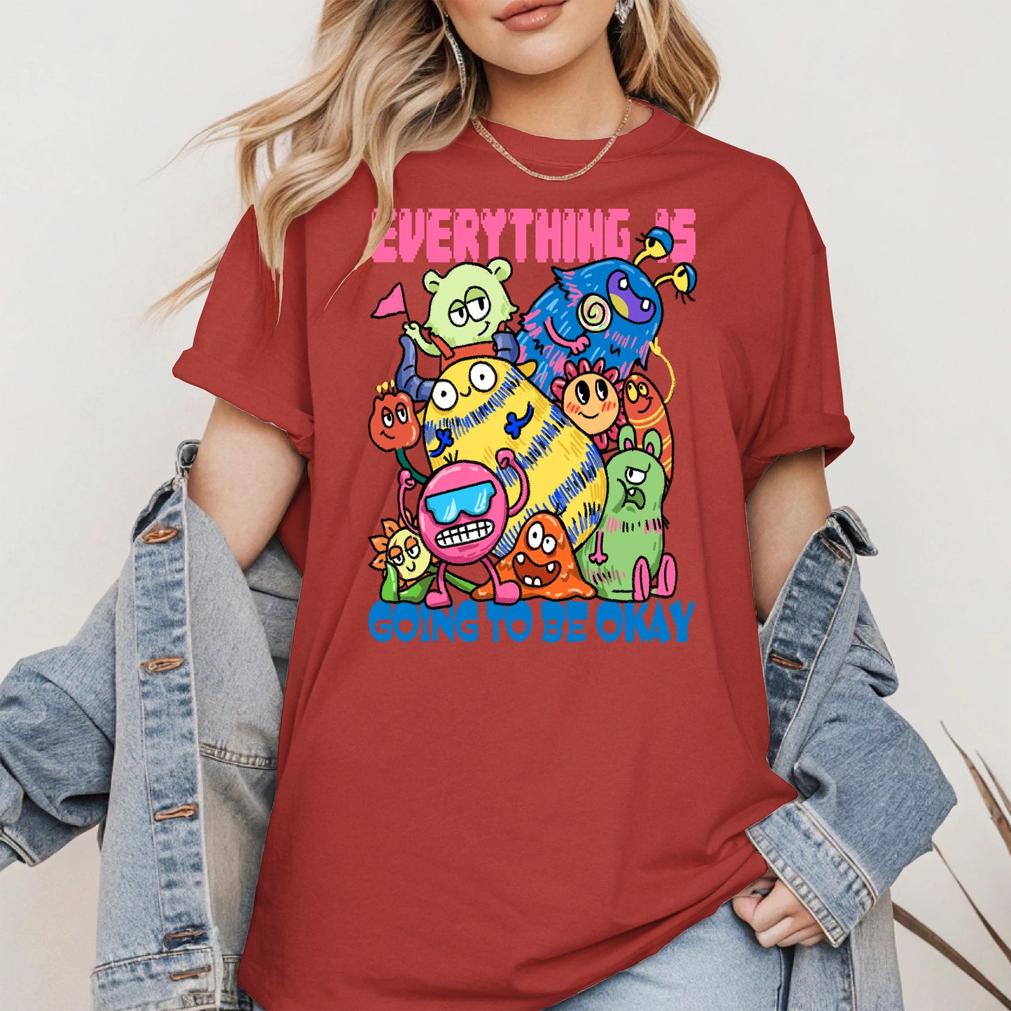 Everything Is Going to Be Okay Cute Monster Shirt