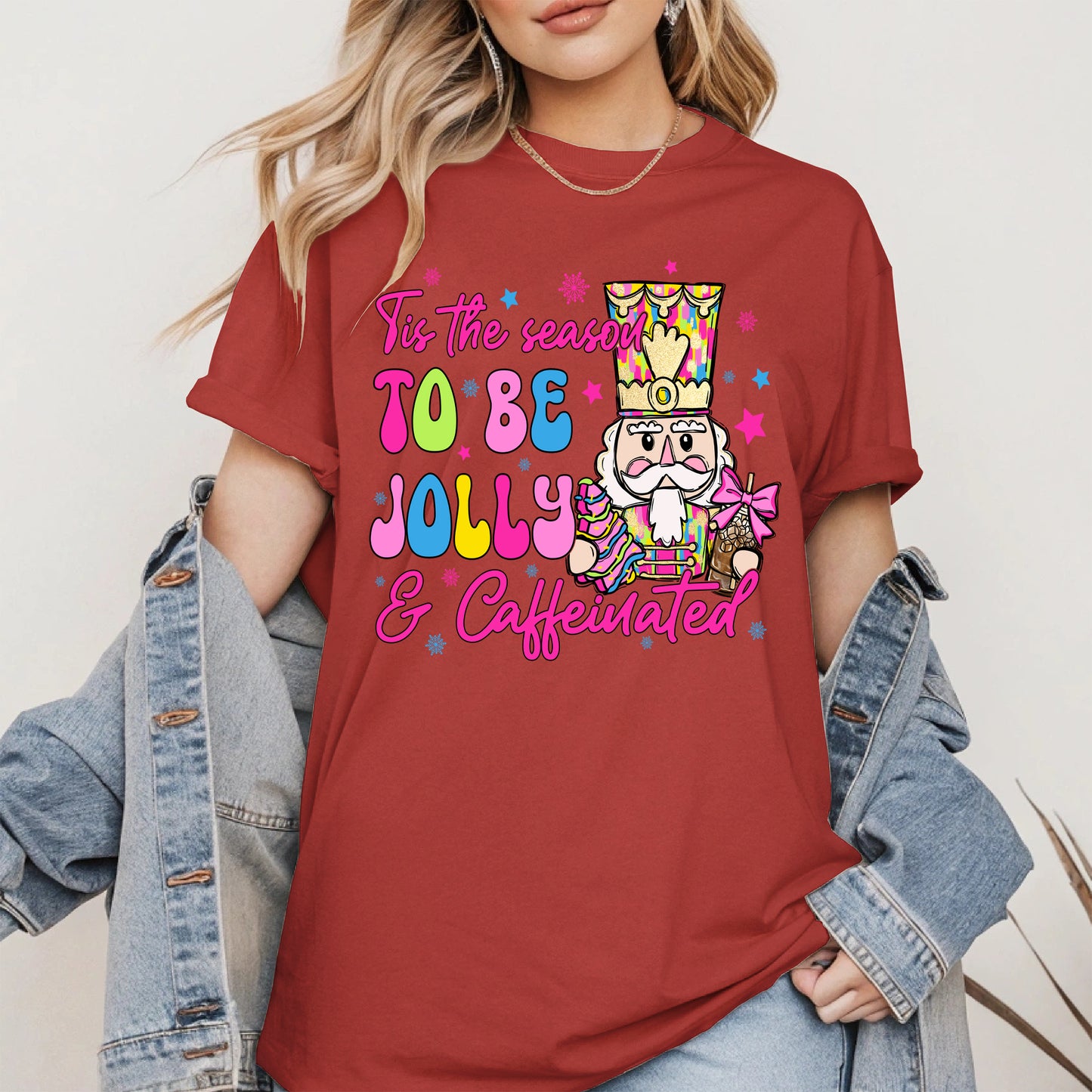 Tis the Season To Be Jolly and Caffeinated Christmas Shirt