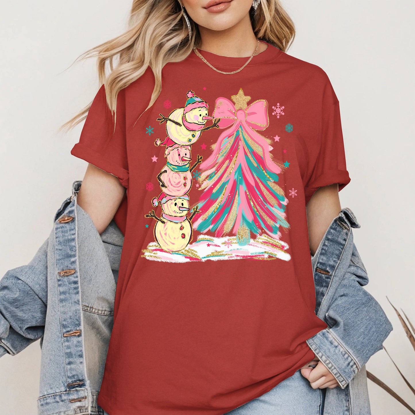 Stacked Snowmen Christmas Tree Shirt