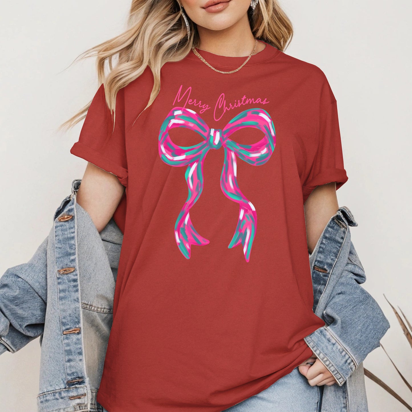 Merry Christmas Coquette Bow Shirt